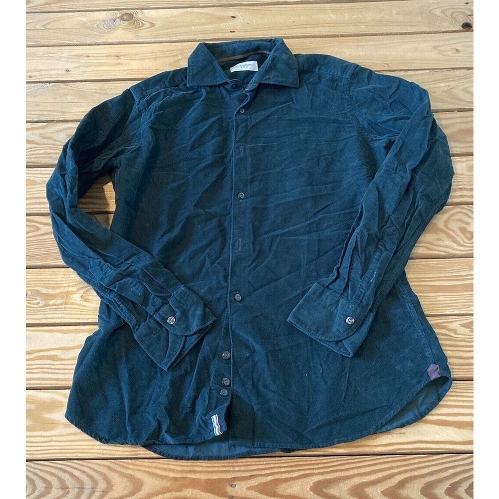 Tintoria Mattei 954 Button Up Corduroy Shirt Size 15.5 Men’s Green